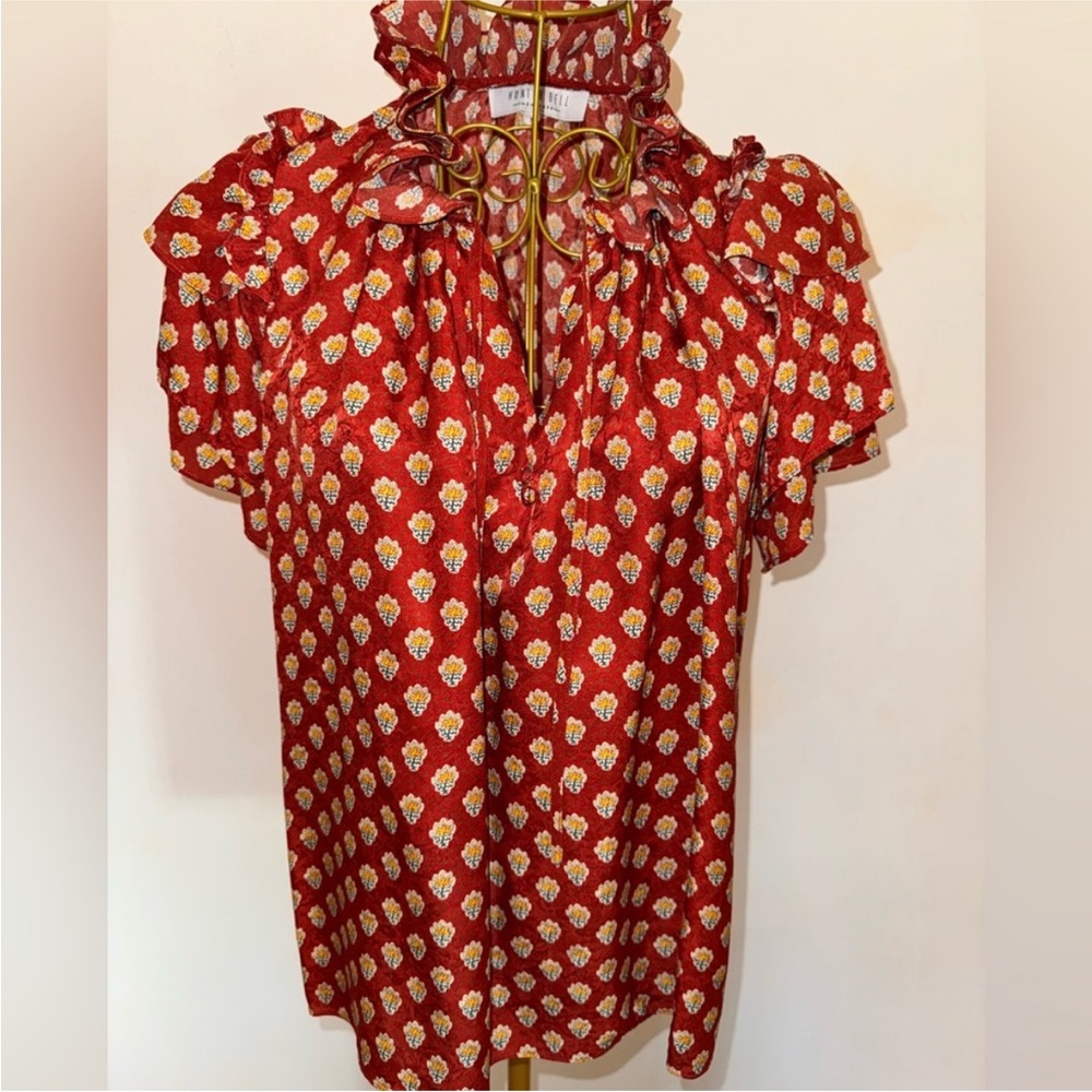 Hunter Bell Red and Blue Patterned Top